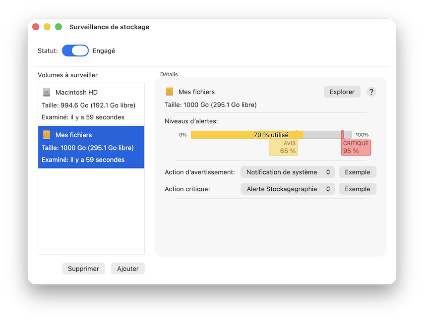 Surveillance de stockage